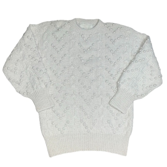 Andean Imports Peru Vintage 100% Alpaca Wool Hand Knit Cable Knit Bobble Sweater - Picture 1 of 8